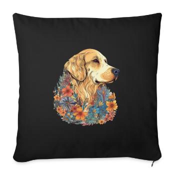 Colorful Golden-retriever art design - Throw Pillow Cover 17.5” x 17.5” - black - Front