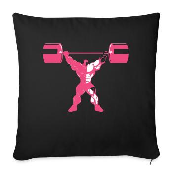 Pink Weightlifter - Throw Pillow Cover 17.5” x 17.5” - black - Front