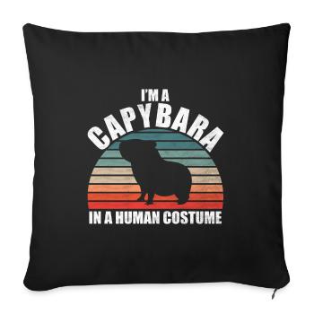 Capybara zoo animal design - Throw Pillow Cover 17.5” x 17.5” - black - Front