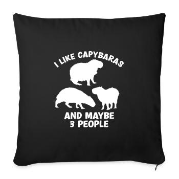 Capybara zoo animal design - Throw Pillow Cover 17.5” x 17.5” - black - Front