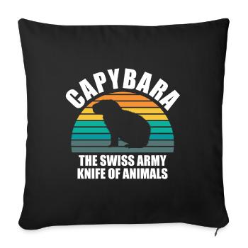 Capybara zoo animal design - Throw Pillow Cover 17.5” x 17.5” - black - Front