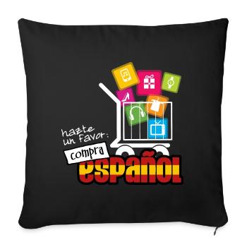 Hazte un favor compra español (dark) - Throw Pillow Cover 17.5” x 17.5” - black - Front