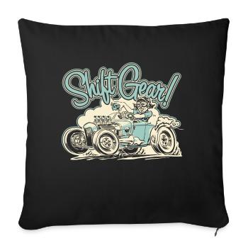 Shift Gear - Throw Pillow Cover 17.5” x 17.5” - black - Front