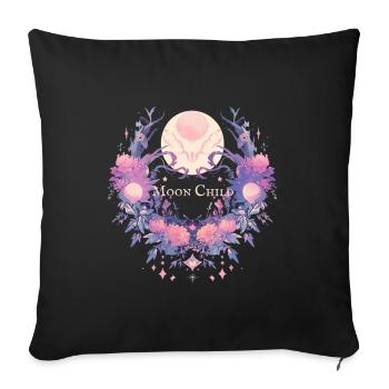 Moon Child - Throw Pillow Cover 17.5” x 17.5” - black - Front