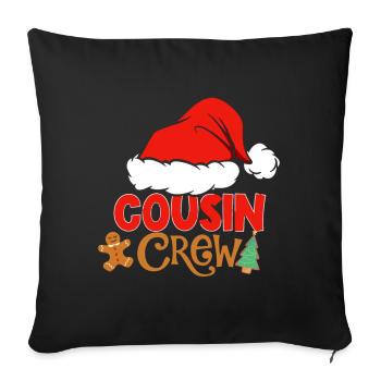 Christmas 2023 Cousin Crew Santa Hat Men Women Kid - Throw Pillow Cover 17.5” x 17.5” - black - Front