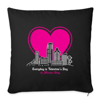 Valentine's Day in Miami City - Throw Pillow Cover 17.5” x 17.5” - black - Front