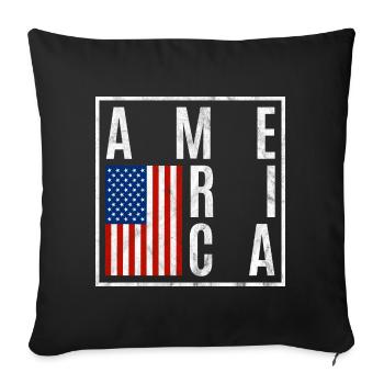 America - Throw Pillow Cover 17.5” x 17.5” - black - Front