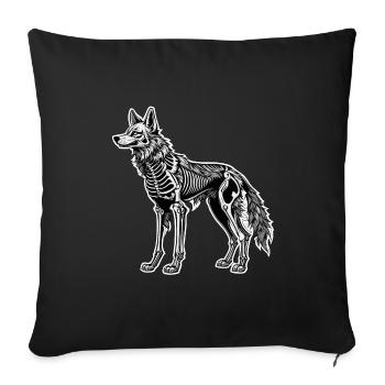 Wolf Skeleton Illustration - Throw Pillow Cover 17.5” x 17.5” - black - Front