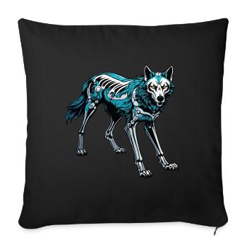 Wolf Skeleton Illustration - Throw Pillow Cover 17.5” x 17.5” - black - Front