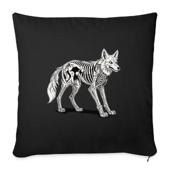 Wolf Skeleton Illustration - Throw Pillow Cover 17.5” x 17.5” - black - Front