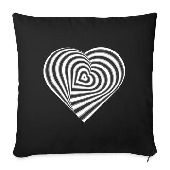 Optical Heart Flip Pattern - Throw Pillow Cover 17.5” x 17.5” - black - Front