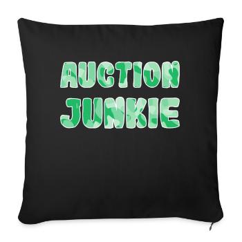 Auction Junkie green camo - Throw Pillow Cover 17.5” x 17.5” - black - Front
