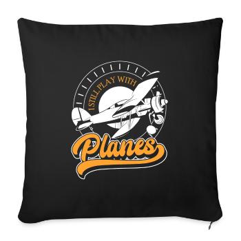 Model Maker Model Airplane Aviator - Throw Pillow Cover 17.5” x 17.5” - black - Front
