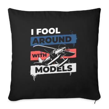 Model Maker Hobby Model Building Model - Throw Pillow Cover 17.5” x 17.5” - black - Front