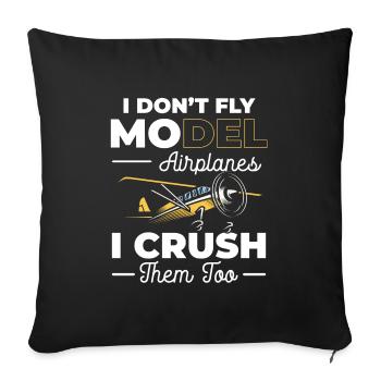 Model Maker Model Airplane Hobby Pilot - Throw Pillow Cover 17.5” x 17.5” - black - Front