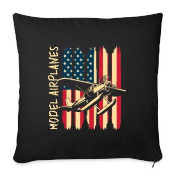 Model Airplane Model Flying Aerobatics - Throw Pillow Cover 17.5” x 17.5” - black - Front