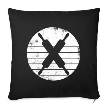 Rolling Pins Drawing - Throw Pillow Cover 17.5” x 17.5” - black - Front