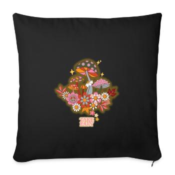 Take it easy Mushroom design - Throw Pillow Cover 17.5” x 17.5” - black - Front