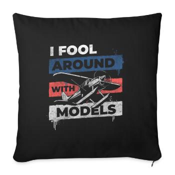 Model Airplane Model Maker Pilot Aviation Sport - Throw Pillow Cover 17.5” x 17.5” - black - Front