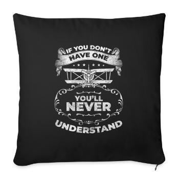 Model Airplane Hobby Pilot Aviation Sport - Throw Pillow Cover 17.5” x 17.5” - black - Front