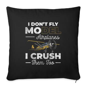 Airplane Model Flying Test Pilot - Throw Pillow Cover 17.5” x 17.5” - black - Front