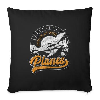 Model Airplane Hobby Pilot Aviation Sport - Throw Pillow Cover 17.5” x 17.5” - black - Front
