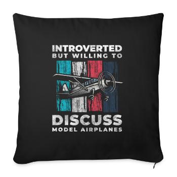 Model Airplane Air Traffic Pilot - Throw Pillow Cover 17.5” x 17.5” - black - Front
