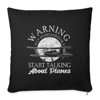 Model Airplane Model Maker Aircraft - Throw Pillow Cover 17.5” x 17.5” - black - Front