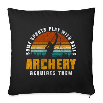 Archer Sports Bow Archery Bow - Throw Pillow Cover 17.5” x 17.5” - black - Front
