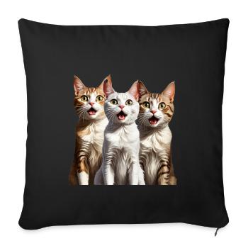 Surprised Cats - Throw Pillow Cover 17.5” x 17.5” - black - Front