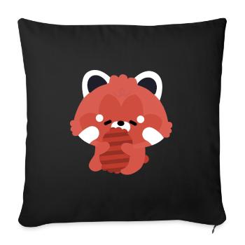 Sleepy Red Panda - Throw Pillow Cover 17.5” x 17.5” - black - Front