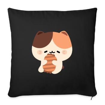 Sleepy Tortie Cat - Throw Pillow Cover 17.5” x 17.5” - black - Front