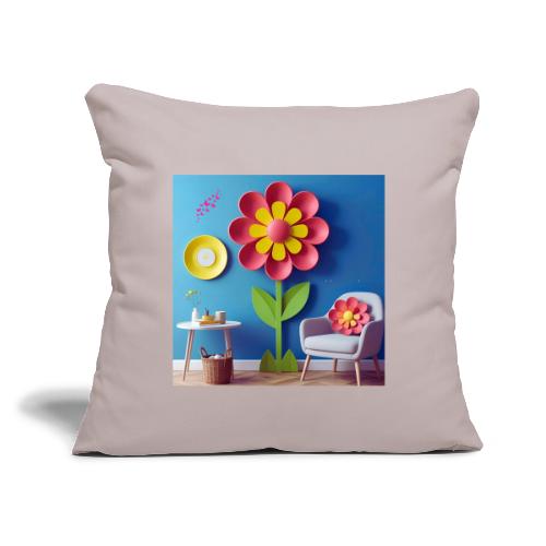 Flower design and harmony of environmental well-be - Throw Pillow Cover 17.5” x 17.5”