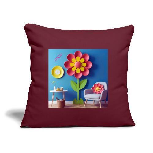 Flower design and harmony of environmental well-be - Throw Pillow Cover 17.5” x 17.5”