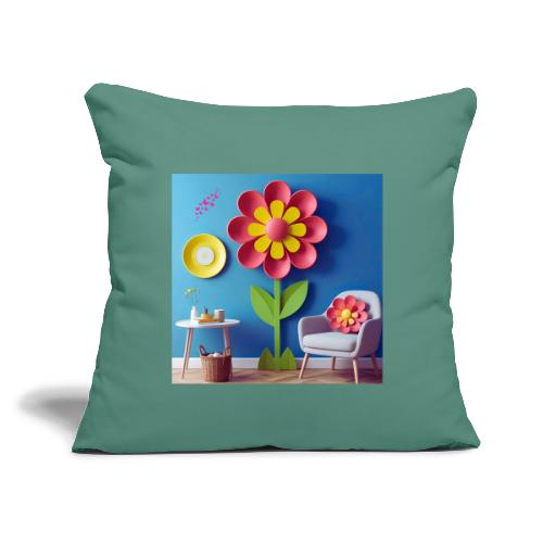Flower design and harmony of environmental well-be - Throw Pillow Cover 17.5” x 17.5”