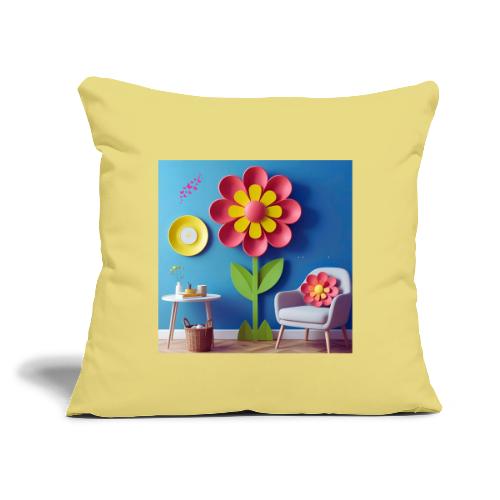 Flower design and harmony of environmental well-be - Throw Pillow Cover 17.5” x 17.5”