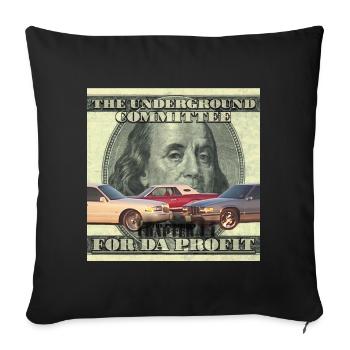 For Da Profit - The Underground Committee - Throw Pillow Cover 17.5” x 17.5” - black - Front