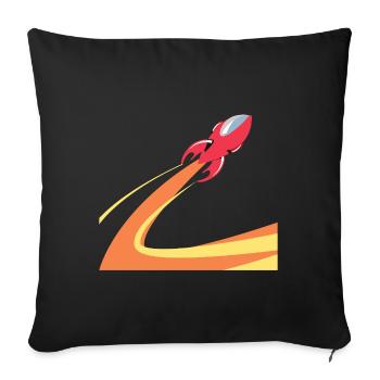 Bold Rocket Launch Illustration - Throw Pillow Cover 17.5” x 17.5” - black - Front