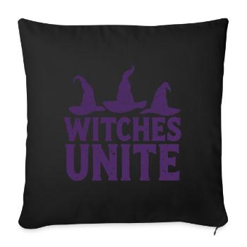 Witches Unite – Witch Hat Spell - Throw Pillow Cover 17.5” x 17.5” - black - Front