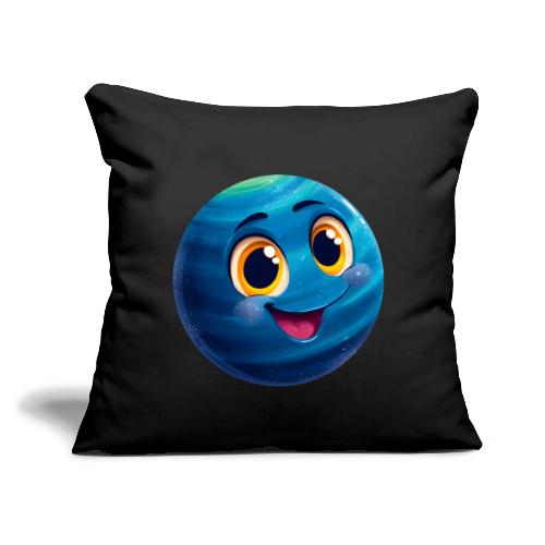 Smiling Blue Planet - Throw Pillow Cover 17.5” x 17.5”