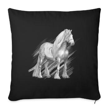 Elegant Horse Sketch on Brush Strokes - Throw Pillow Cover 17.5” x 17.5” - black - Front