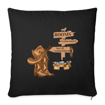 Western Gear Sign Rustic Boots - Throw Pillow Cover 17.5” x 17.5” - black - Front