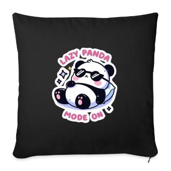 Chill Panda with Sunglasses - Lazy Mode On - Throw Pillow Cover 17.5” x 17.5” - black - Front