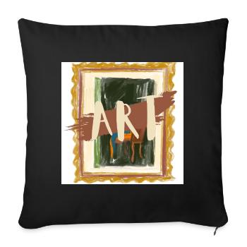 Abstract ART Frame Brushstroke - Throw Pillow Cover 17.5” x 17.5” - black - Front