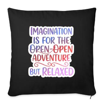 Imagination Open-Open Adventure Tee - Throw Pillow Cover 17.5” x 17.5” - black - Front