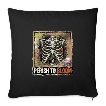 Perish to Bloom Ribcage Garden - Throw Pillow Cover 17.5” x 17.5” - black - Front