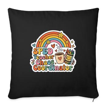 Chaos Coordinator: SPD Teacher - Throw Pillow Cover 17.5” x 17.5” - black - Front