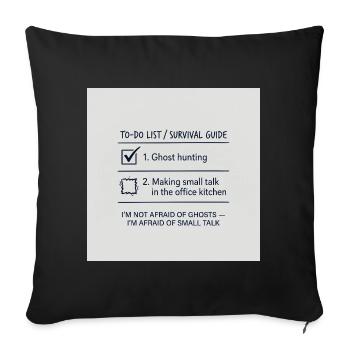 Halloween Small Talk Scarier Than Ghosts Introvert - Throw Pillow Cover 17.5” x 17.5” - black - Front