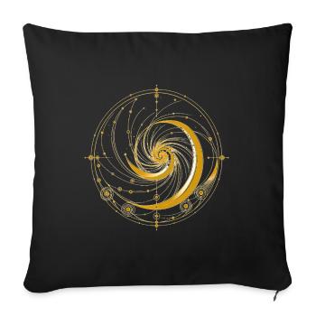 Golden Celestial Spiral Glyph - Throw Pillow Cover 17.5” x 17.5” - black - Front