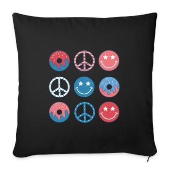 4th of July - Throw Pillow Cover 17.5” x 17.5” - black - Front